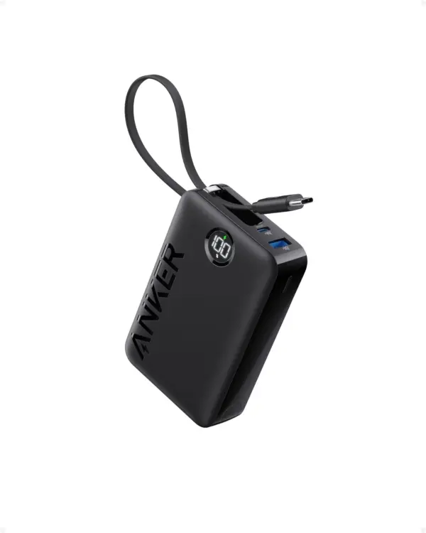 ANKER Power Bank (20000mAh, 22.5W, Built-In USB-C Cable) | Built-In Cable for Easy Charging