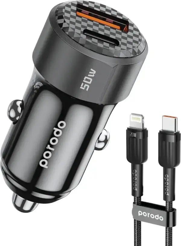PORODO 50W DUAL PORT CAR CHARGER ADAPTER