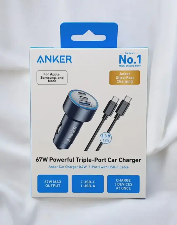 ANKER 67W POWERFULL TRIPLE-PORT CAR CHARGER