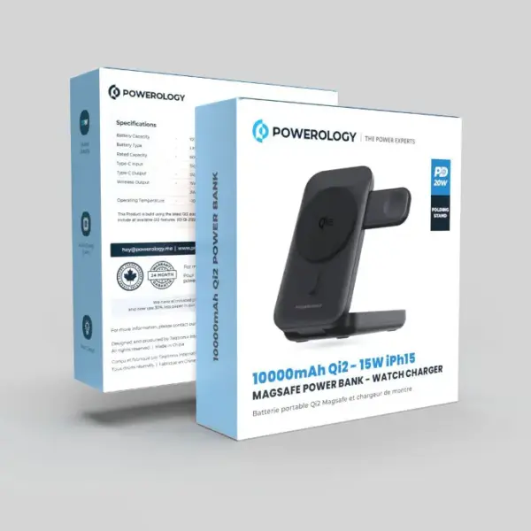 POWEROLOGY 10000mAh Qi2 - 15W iPh15 MAGSAFE POWER BANK - WATCH CHARGER PD 20W