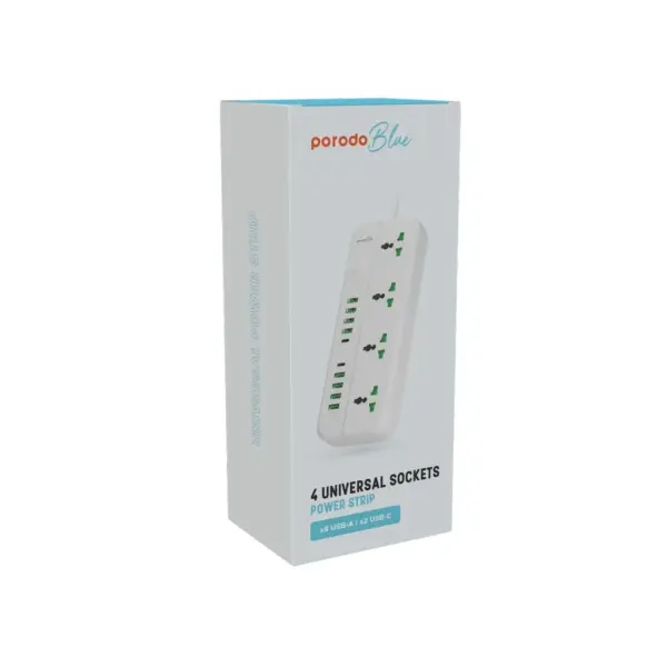 PORODO BLUE 4 UNIVERSAL SOCKETS POWER STATION 3M