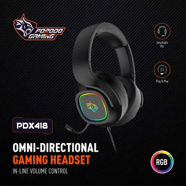 PORODO OMNI-DIRECTIONAL GAMING HEADSET PDX418
