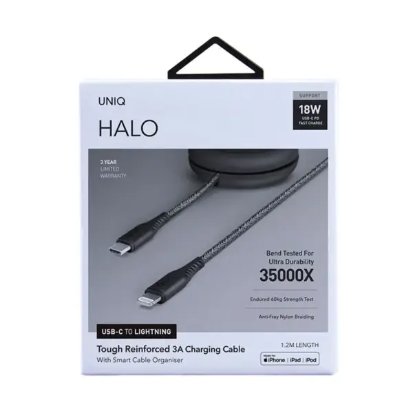 UNIQ USB-C TO LIGHTNING CABLE 18W BLACK 35000X