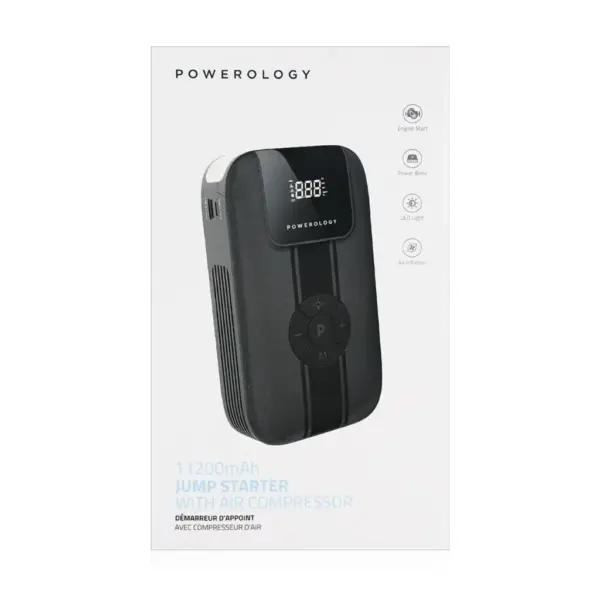 POWEROLOGY 11200mAh JUMP STARTER WITH AIR COMPRESSOR