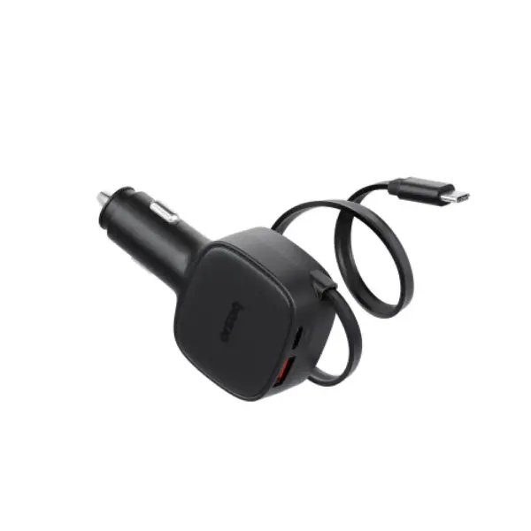 BAZIC GODRIVE LOOP 84 3 IN 1 PD84W 2 PORT CAR CHARGER WITH BUILT IN RETRACTABLE USB-C CABLE