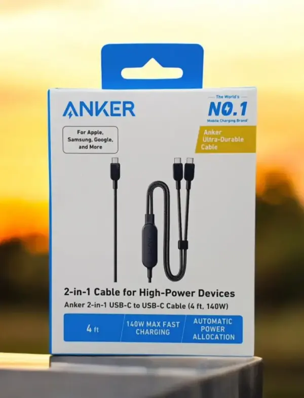ANKER 2-IN-1 USB-C TO USB-C CABLE (4FT, 140W) BLACK
