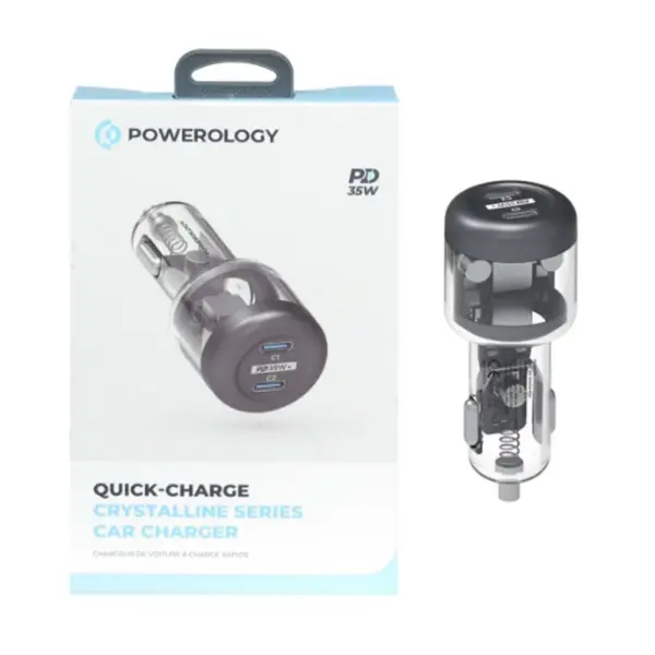 POWEROLOGY QUICK-CHARGE CRYSTALLINE SERIES CAR CHARGER 35W